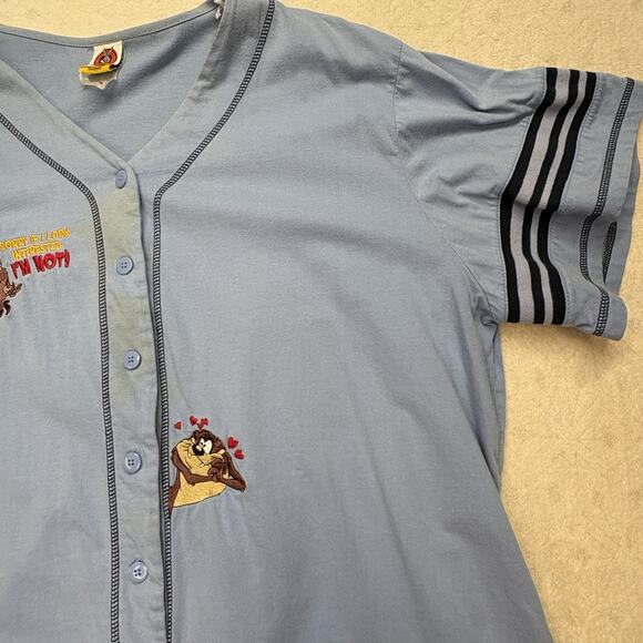 VTG Looney Tunes Shirt Womens 2XL XXL Taz Tazmanian Devil Baseball Jersey Lady - Picture 3 of 9